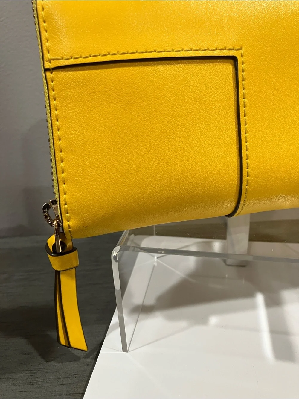 Tory Burch Bright Yellow Leather Zip Wallet